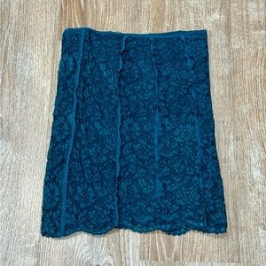 Tory Burch Winter Teal Everett Lace Silk Lined Skirt